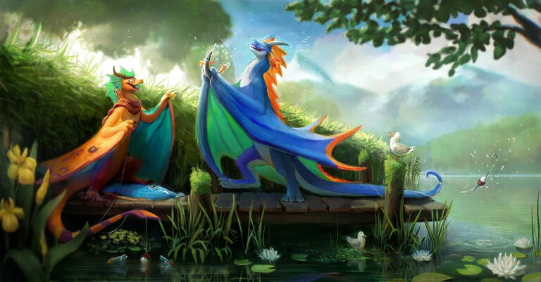 Illustrated full body and background and one extra character
